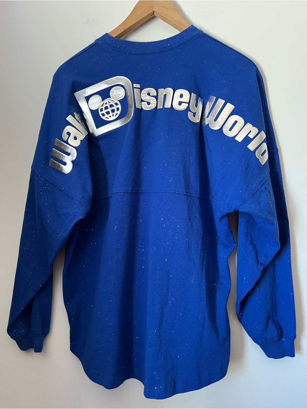 Disney Spirit Jersey Walt Disney World Royal Blue Silver Sparkle Long Sleeve S